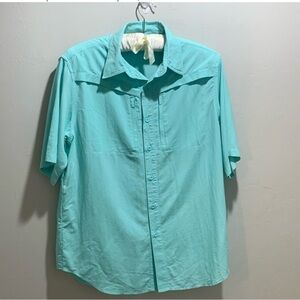 Men’s HABIT Green Vented Short Sleeve Fishing Shirt Size Medium
